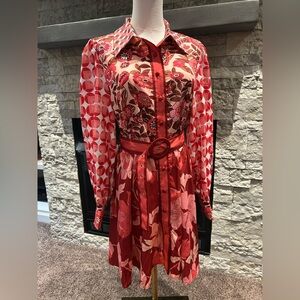 Dalia Macphee Long Sleeve Floral Dress - Large